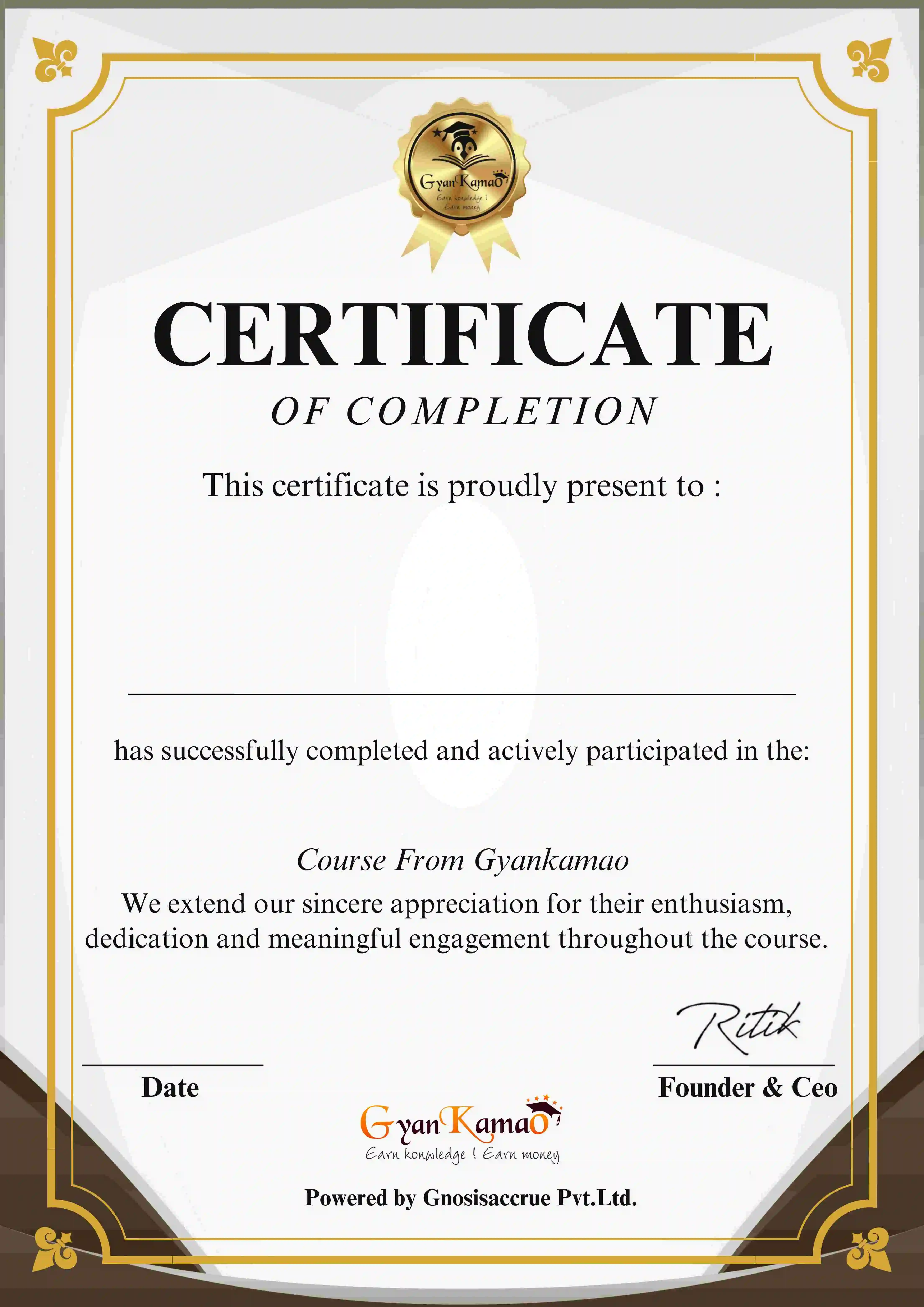 Gyankamao certificate